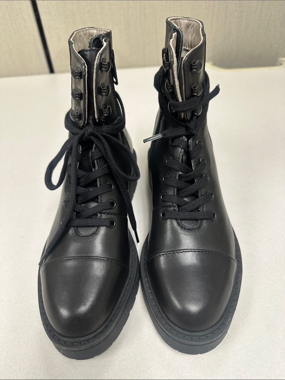 All Saints “Dusty” Black Leather Lace-Up Combat Boots Size US 5M/EU 35 NWB